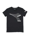 Diadora Kids' T-shirts In Black