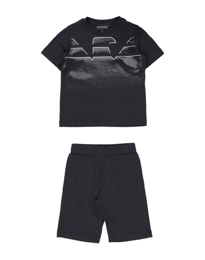 Emporio Armani Kids' Cotton T-shirt And Shorts Set In Dark Blue