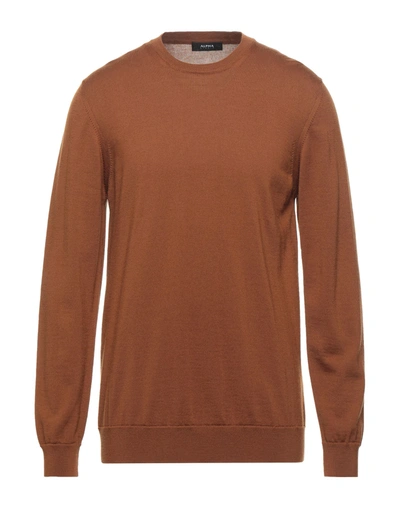 Alpha Studio Sweaters In Brown