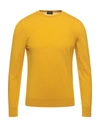 Drumohr Man Sweater Ocher Size 44 Lambswool In Yellow
