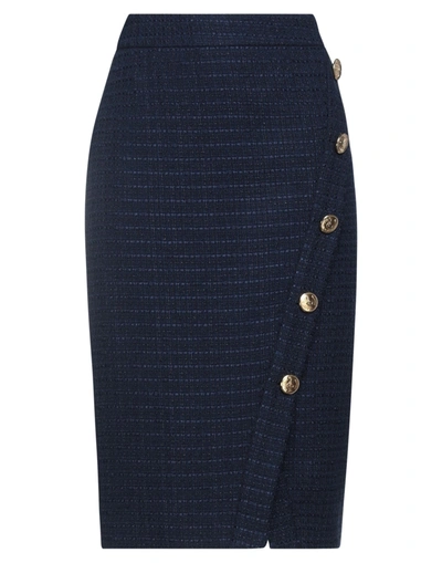 Boutique Moschino Woman Midi Skirt Midnight Blue Size 6 Wool, Acrylic, Polyester, Polyamide, Cotton In Blue