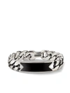 David Yurman Sterling Silver Curb Chain Id Bracelet With Red Tiger's Eye In Silver