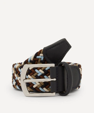 ANDERSON'S ANDERSON'S MENS WOVEN ELASTICATED MULTICOLOURED BLUE BELT,000730952