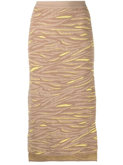 Stella Mccartney Animal Jacquard Pencil Skirt In Brown