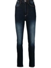 Philipp Plein Stonewashed High-waisted Jeggings In Blue