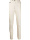 Philipp Plein Logo Patch High-waisted Jeggings In Neutrals