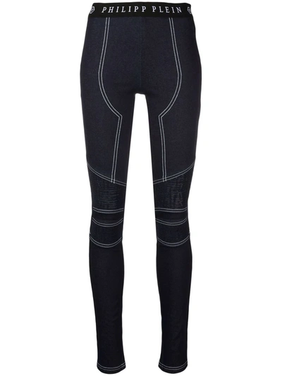 Philipp Plein Super High-waisted Denim Leggings In Blue