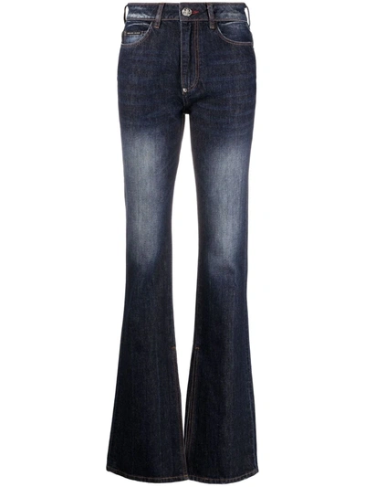 Philipp Plein High-waisted Flared Jeans In Blue