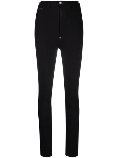 Philipp Plein Super High-waisted Denim Jeggings In Black