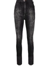 Philipp Plein Stonewashed Super High-waisted Jeggings In Black