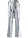 Philipp Plein Full Crystal Wide-leg Jeans In Blue