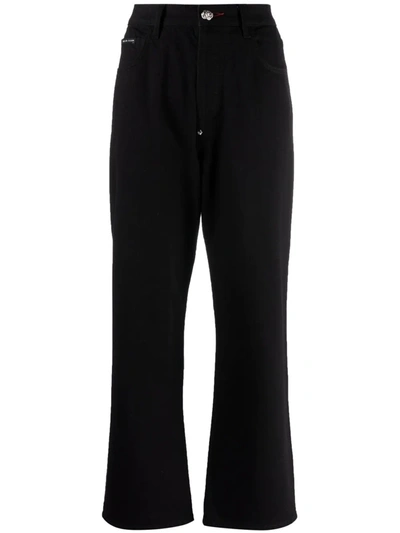 Philipp Plein Iconic Plein Loose-fit Jeans In Black