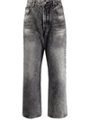 Philipp Plein Iconic Plein Wide-leg Jeans In Grey