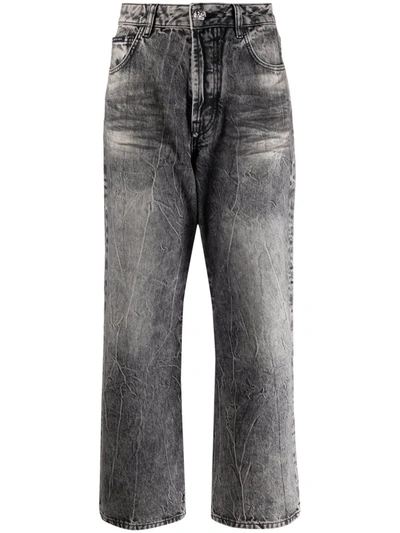 Philipp Plein Iconic Plein Wide-leg Jeans In Grey