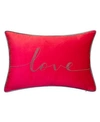 Ediehome Celebrations Beaded Love Lumbar Decorative Pillow, 12" X 18" In Red