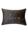Ediehome Celebrations Beaded Love Lumbar Decorative Pillow, 12" X 18" In Black