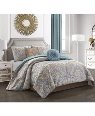 Nanshing Lillian Comforter Set, Queen, 6-piece In Blue