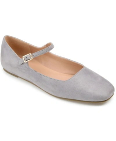 Journee Collection Women's Carrie Square Toe Mary Jane Flats In Gray