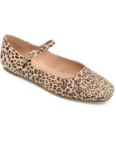 Journee Collection Women's Carrie Square Toe Mary Jane Flats In Leopard