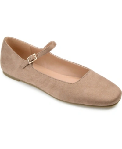 Journee Collection Women's Carrie Square Toe Mary Jane Flats In Taupe