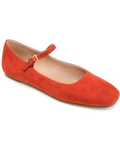 Journee Collection Women's Carrie Square Toe Mary Jane Flats In Coral