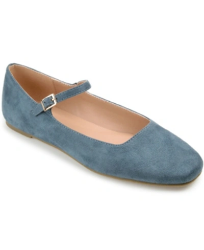 Journee Collection Carrie Womens Faux Suede Slip On Ballet Flats In Blue
