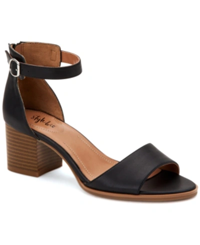 Style & Co Katerinaa Two-piece Dress Sandals, Created For Macy's Women's Shoes In Black Smooth