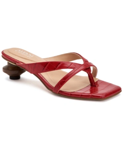 Alfani Women's Sarrabi Architectural Heel Slide Dress Sandals, Created For Macy's Women's Shoes In Red Croc
