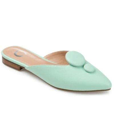 Journee Collection Mallorie Womens Faux Leather Embellished Mules In Green