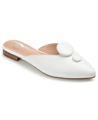 Journee Collection Mallorie Womens Faux Leather Backless Loafers In White
