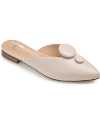 Journee Collection Mallorie Womens Faux Leather Embellished Mules In Beige