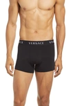 Versace Jersey Stretch Cotton Boxer Briefs, Set Of 2 In Nero-nero