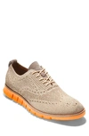 Cole Haan Zerogrand Stitch-lite Wingtip Oxford In Cement/ Vibrant Orange