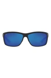 Costa Del Mar 63mm Rectangle Sunglasses In Black Polarized Glass