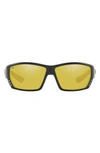 Costa Del Mar 62mm Polarized Wraparound Sunglasses In Black Grey Mirror