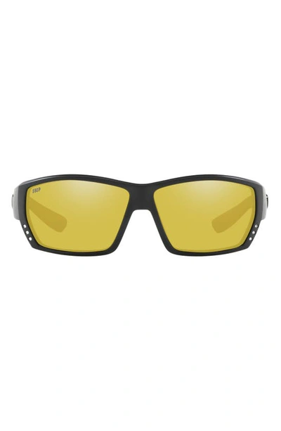 Costa Del Mar 62mm Polarized Wraparound Sunglasses In Black Grey Mirror