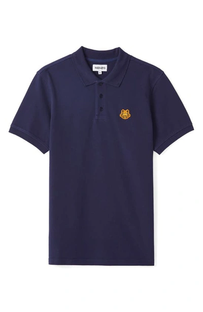 Kenzo Tiger Crest Slim Fit Polo Shirt In Blue