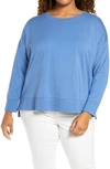 Eileen Fisher Organic Cotton High/low Long Sleeve Top In Coast