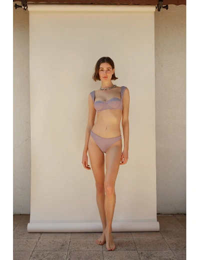 Anais & Margaux Sylvie Grey Textured Bikini In Purple