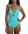 La Blanca Twist-front Keyhole One-piece Swimsuit Women's Swimsuit In Aquamarine
