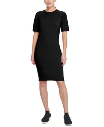 Dkny Sport Women's Crewneck T-shirt Dress In Black/ White