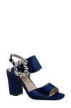 Paradox London Pink Manhattan Embellished Sandal In Navy Satin