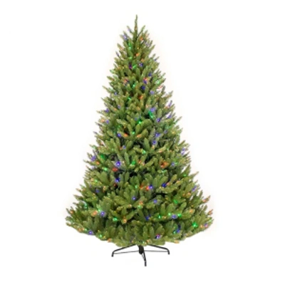 Puleo International 7.5 Ft. Pre-lit Franklin Fir Artificial Christmas Tree With 750 Clear/multi-colored Le In Green