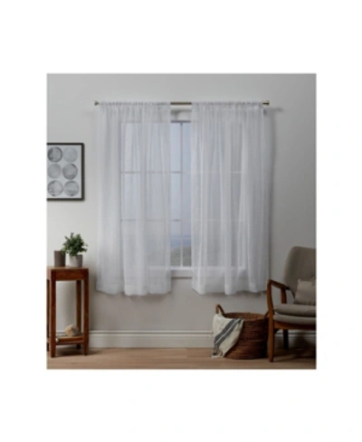 Exclusive Home Itaji Sheer Rod Pocket Top Curtain Panel Pair, 54" X 63" In White