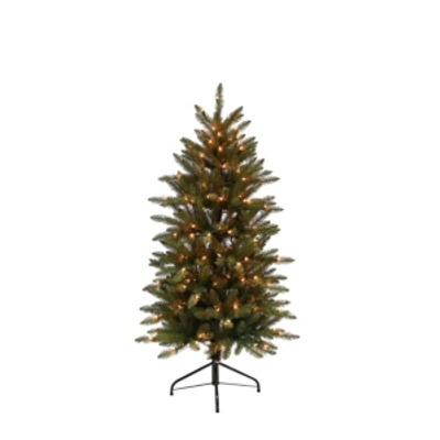 Puleo International 4.5 Ft. Pre-lit Franklin Fir Pencil Artificial Christmas Tree 150 Ul Listed Clear Ligh In Green