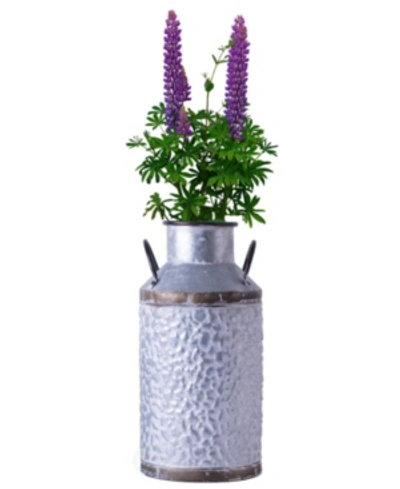 Vintiquewise Rustic Farmhouse Style Galvanized Metal Milk Can Decoration Planter And Vase, Large In Silver