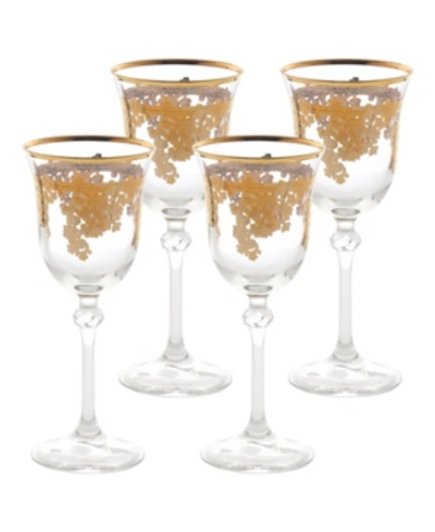 Lorren Home Trends Embellished 24k Gold Crystal White Wine Goblets - Set Of 4
