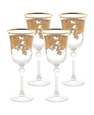 Lorren Home Trends Embellished 24k Gold Crystal Red Wine Goblets - Set Of 4