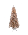 PULEO INTERNATIONAL 6.5 FT. ROSE GOLD TINSEL ARTIFICIAL CHRISTMAS TREE WITH 300 UL- LISTED LIGHTS