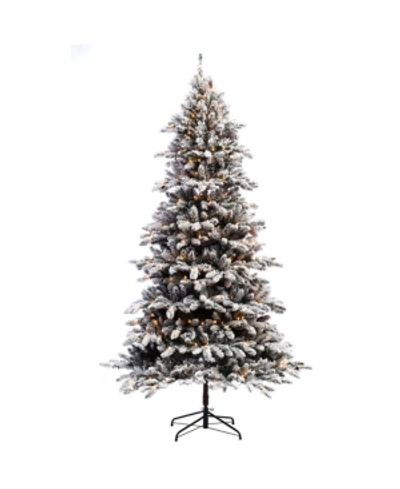 Puleo International 6.5 Ft. Pre-lit Flocked Birmingham Fir Artificial Christmas Tree With 350 Ul-listed Li In Green